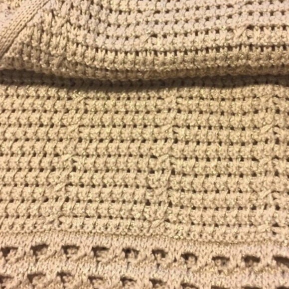 𝅺NEW! CHICO'S Gwendaline Gold Foil Sleeveless Crochet Dress Small. - Picture 9 of 9